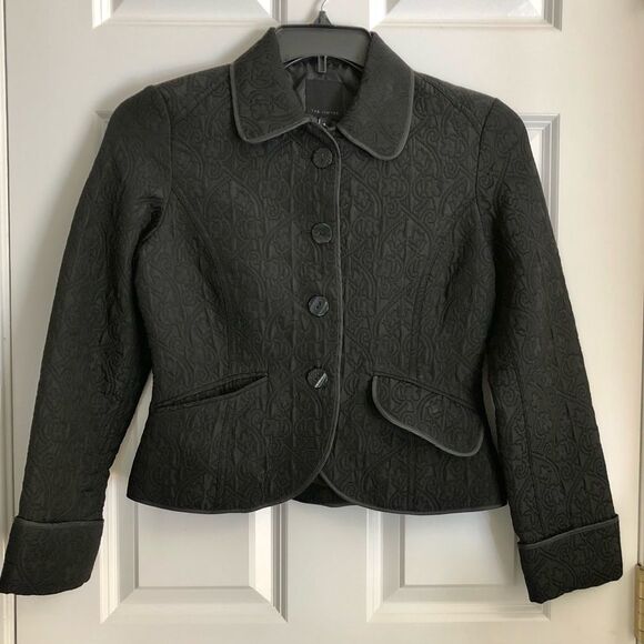 The Limited Jackets & Blazers - THE LIMITED WOMEN'S JACKET/ BLAZER SIZE SMALL BLACK FLORAL EMBOSSED QUILTED